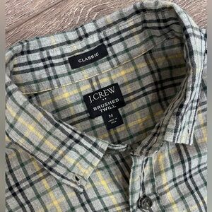 J. Crew Brushed Twill Flannel Button Down - Green/Blue/Yellow Plaid - Medium